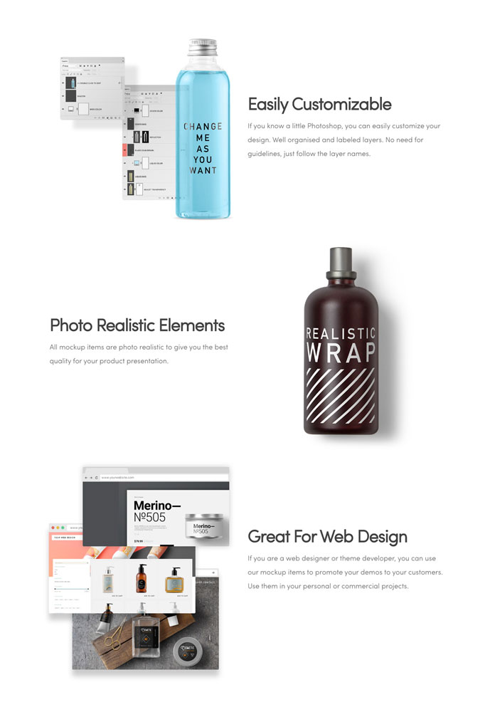 Photo realistic elements, easy to customize, great for web design.