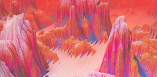 Surreal and colorful landscape 3D modeling.