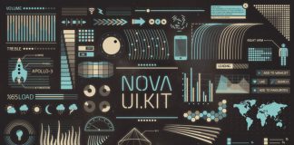 Nova UI – retro-futuristic user interface elements.