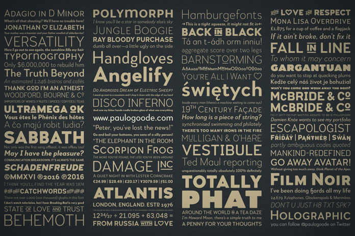 Versatile font family with 9 stylistic sets plus italics.