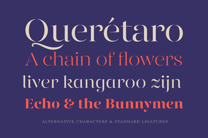 Alternative characters and standard ligatures.