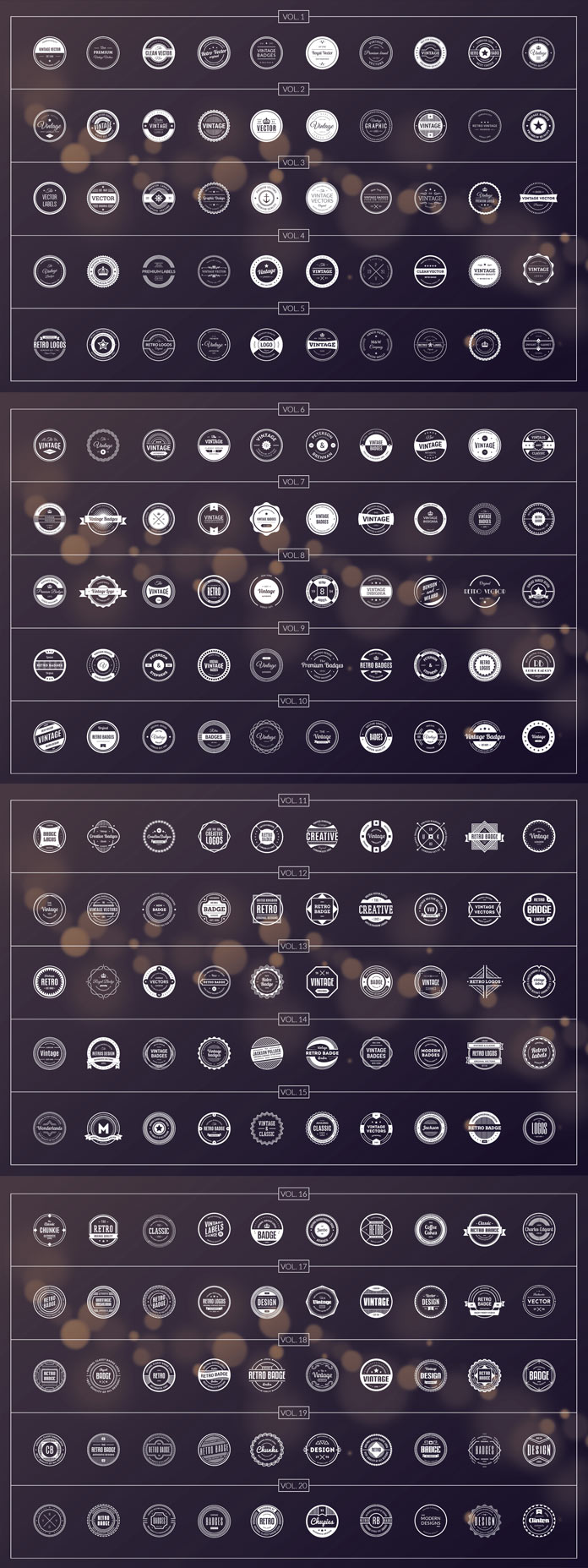 200 retro badges.