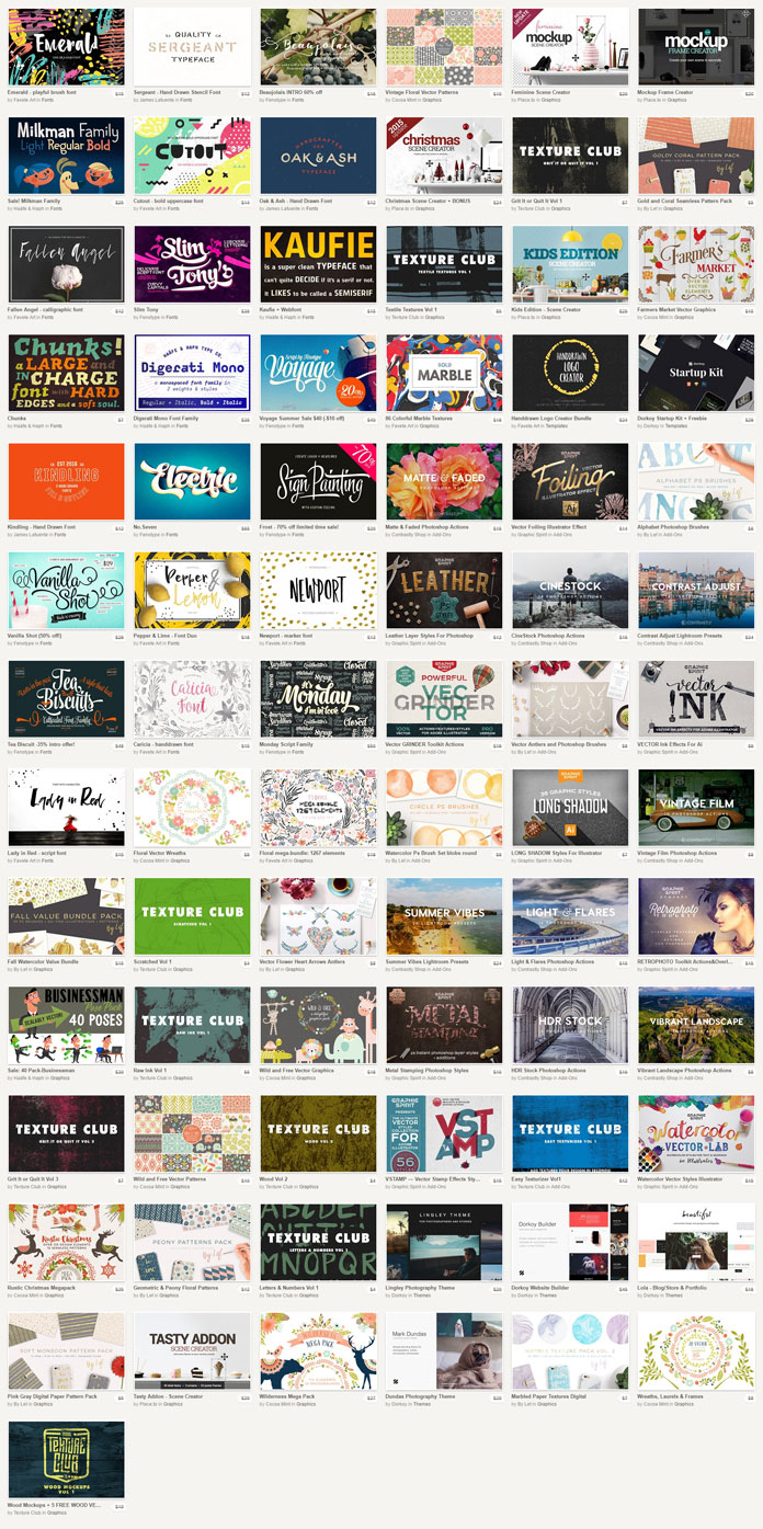 Graphics, fonts, images, templates, mock-ups.