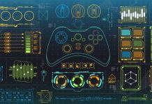 Futuristic HUD and GUI graphics.