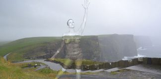 Body paintings that interact with the environment by Trina Merry.
