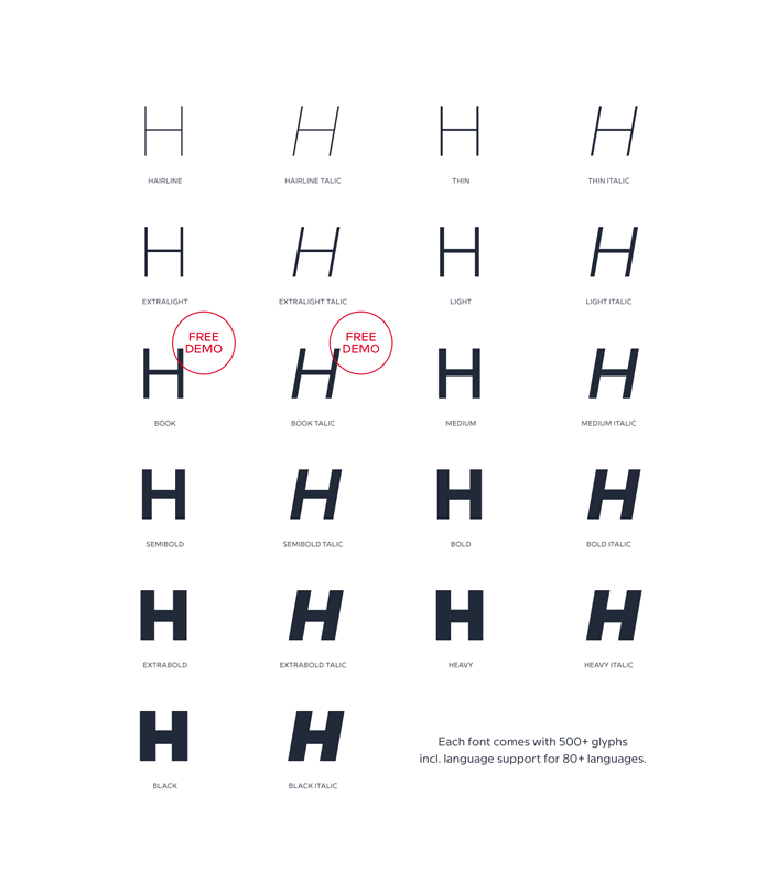 René Bieder's Milliard typeface - all weights and Italics.