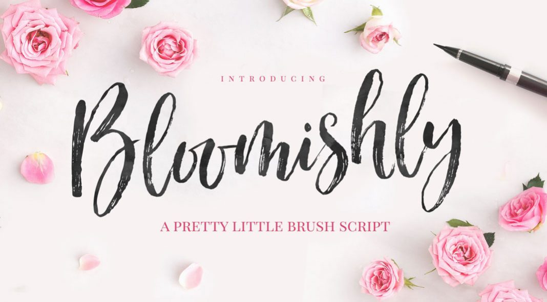 Bloomishly brush script typeface by Nicky Laatz.