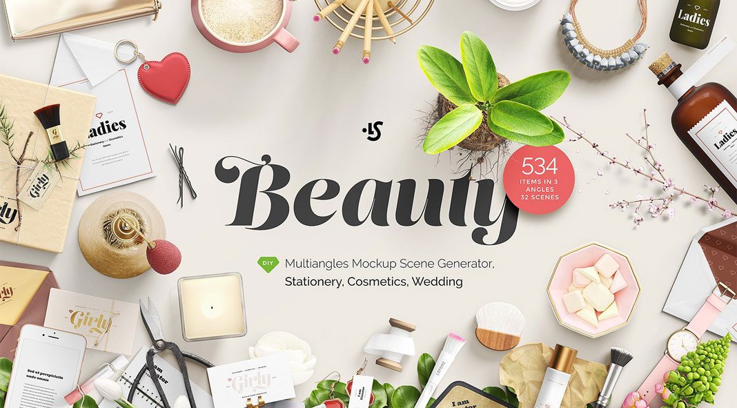 Multiangles mockup scene creator with feminine products.