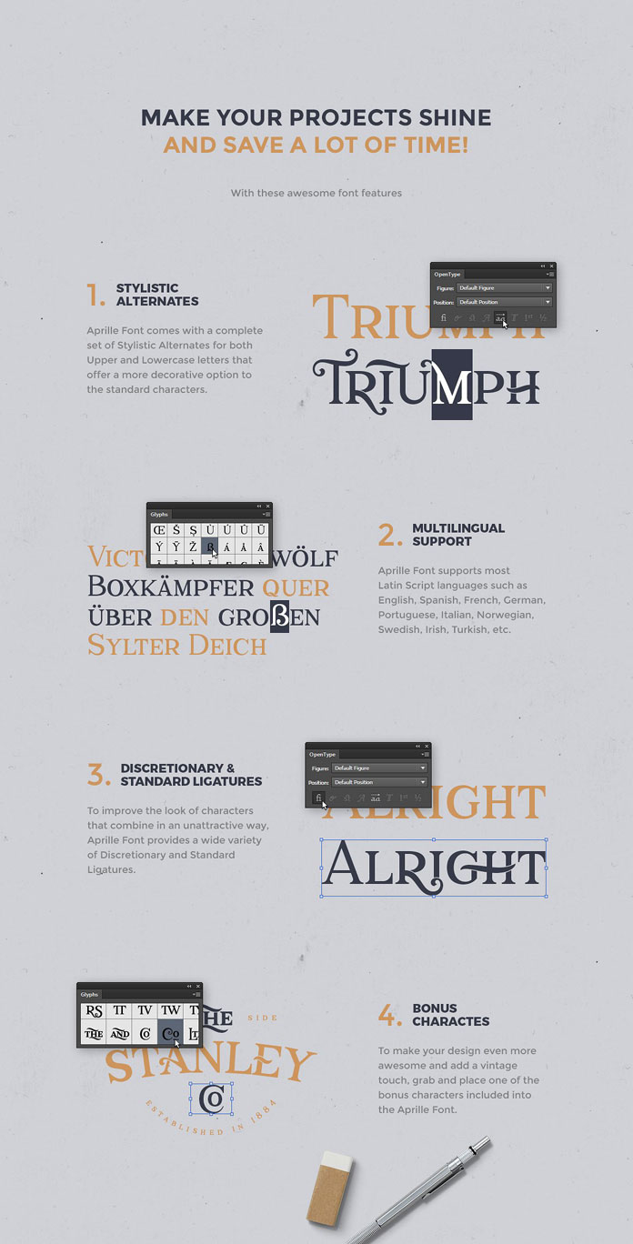 Font features.