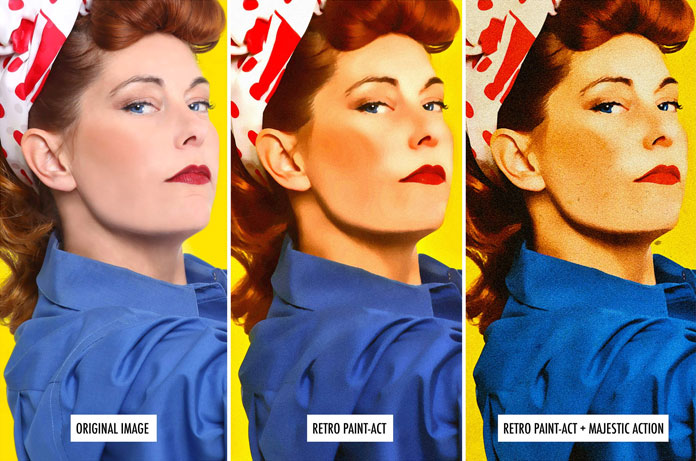 Original image and applied Photoshop actions. Original image and applied Photoshop actions.