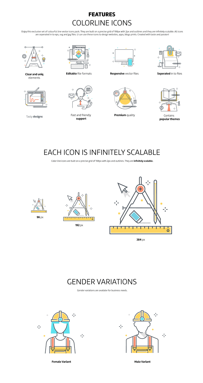 500 color line icons by Howcolour.