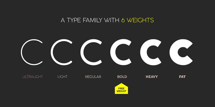 Coco Gothic, a type family with 6 weights. Coco Gothic, a type family with 6 weights.