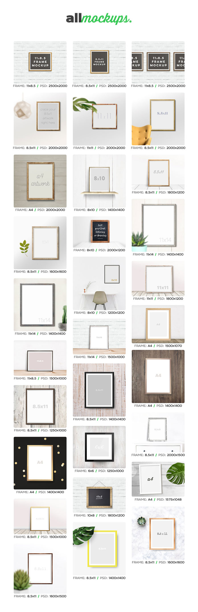 30 frame mockups.