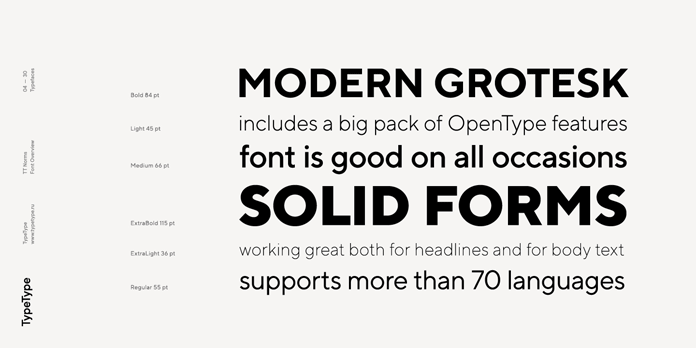 TT Norms, Different weights in different font sizes