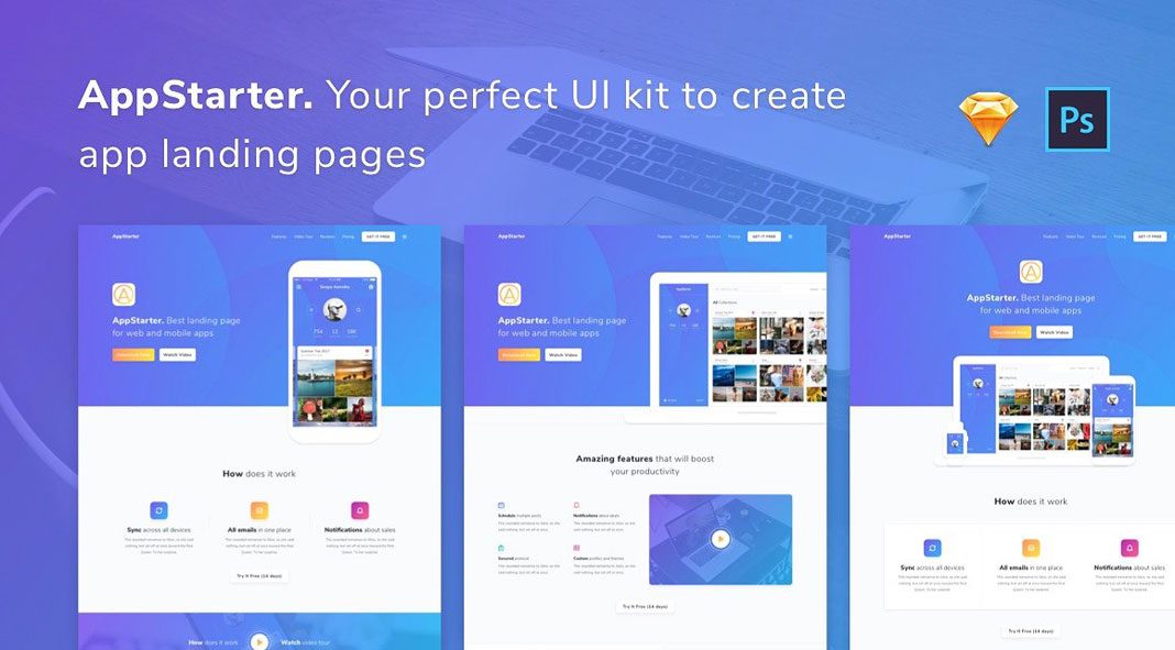 AppStarter - UI Kit for App Landing Pages.