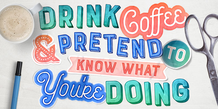 Bourton Hand font family, lots of typographic features and layering options.