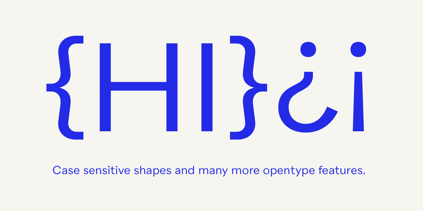 Quarion font, Case sensitive shapes and many more OpenType features