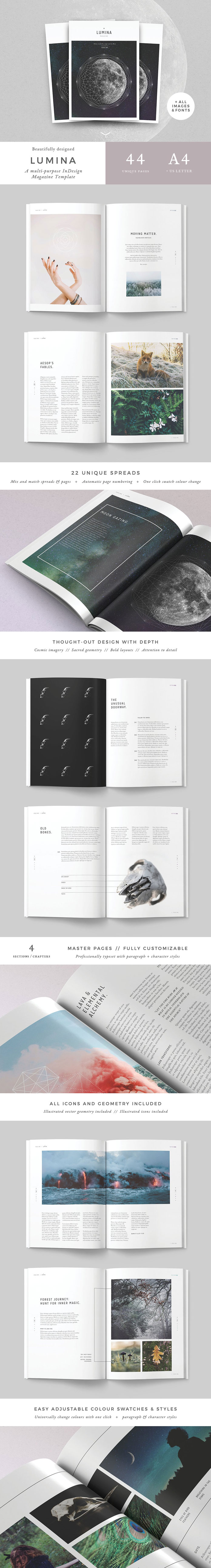 Multi-purpose Adobe InDesign template plus free images and bonus graphics