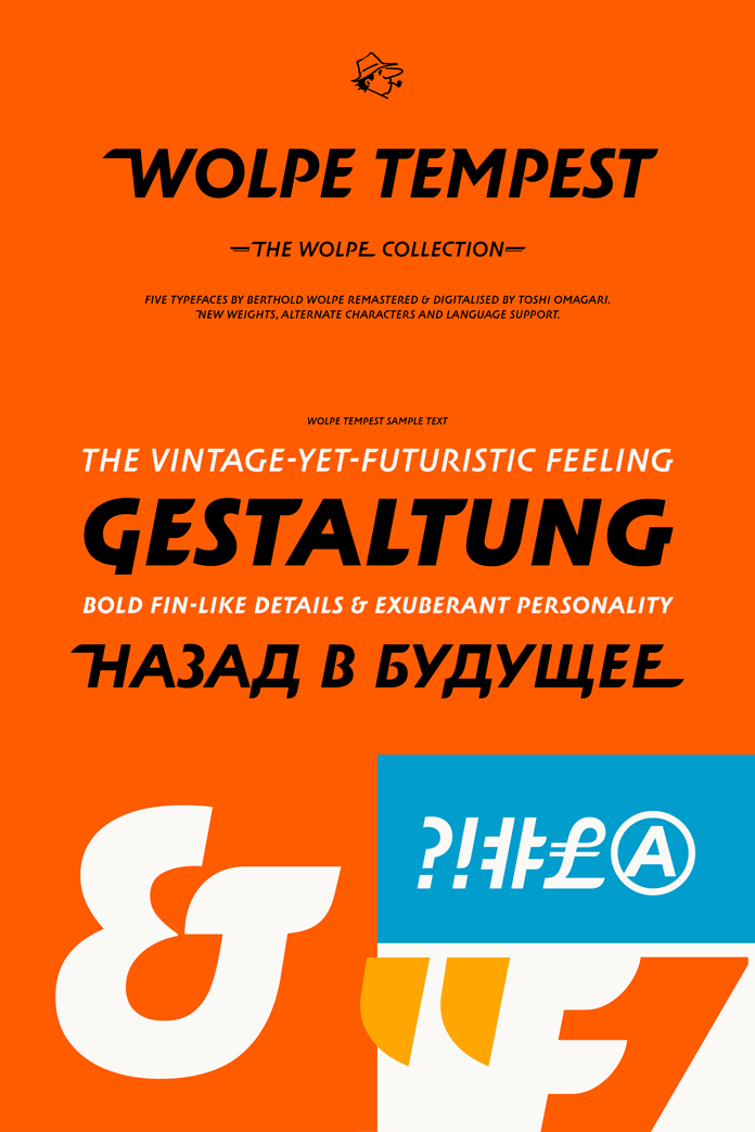 Wolpe Tempest display fonts from Monotype.