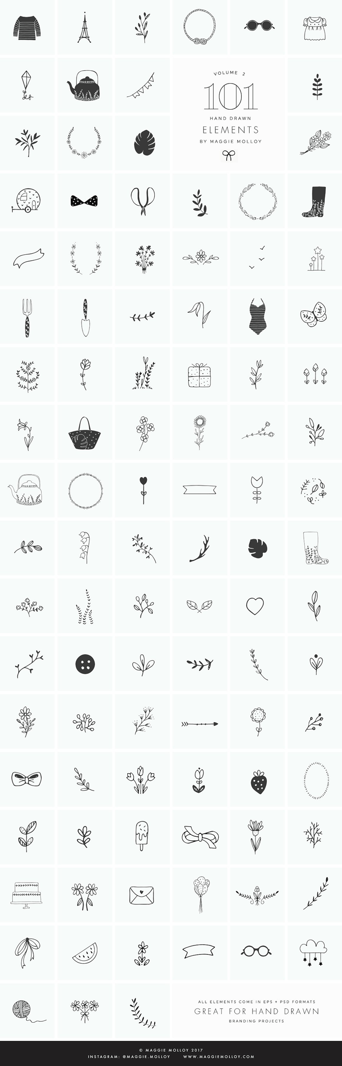 101 Hand Drawn Logo Elements as EPS and PSD files.