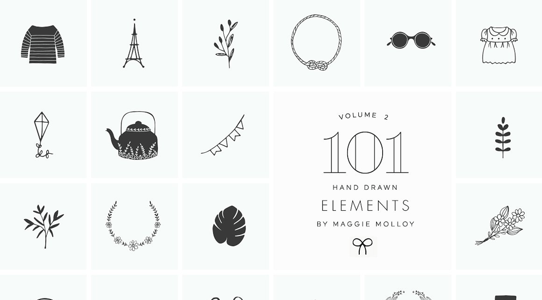 101 Hand Drawn Logo Elements as EPS and PSD files.
