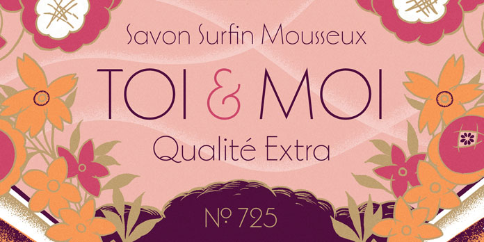 Letterforms are based on Louise Fili’s iconic cover design for the Marguerite Duras novel, The Lover.