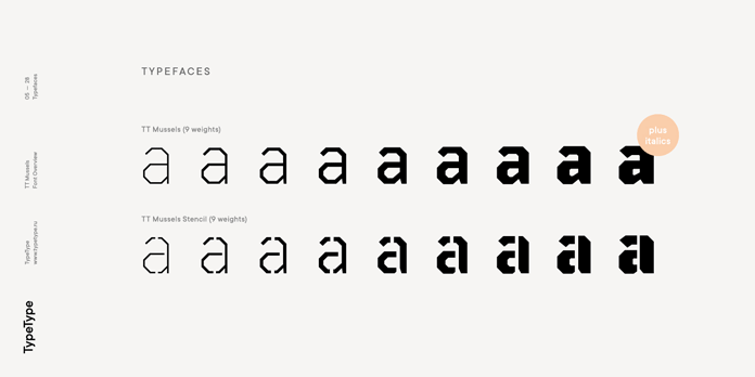 Both regular and stencil version come in 9 weights.