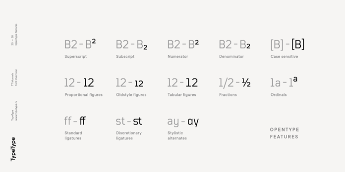 OpenType features.