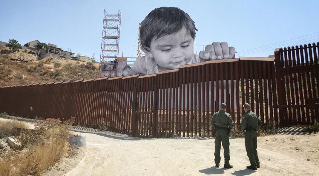 Installation on the border between Mexico and the US created by French artist JR.