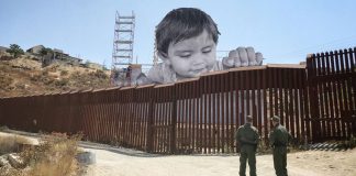 Installation on the border between Mexico and the US created by French artist JR.