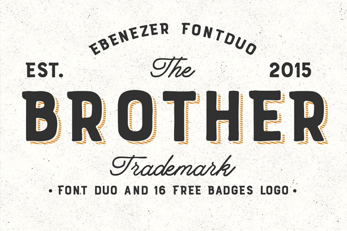 Brother font duo plus 16 badges and logos.