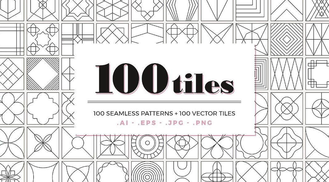 100 tiles – seamless patterns as vector and image files.