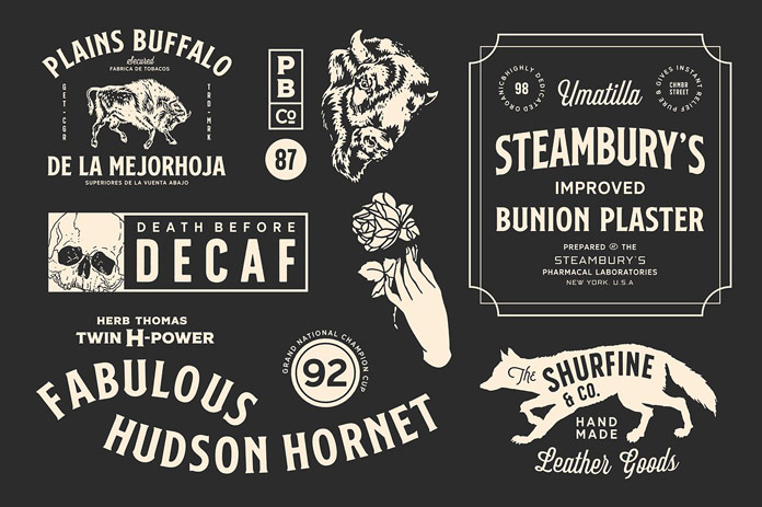 Logos and labels.