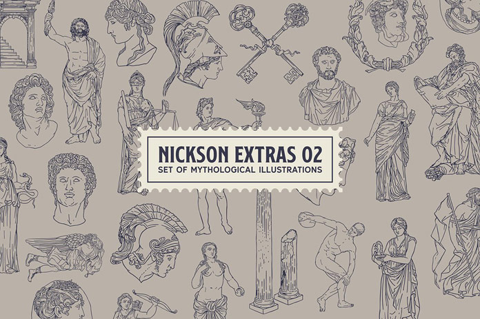 Set of mythological illustrations.