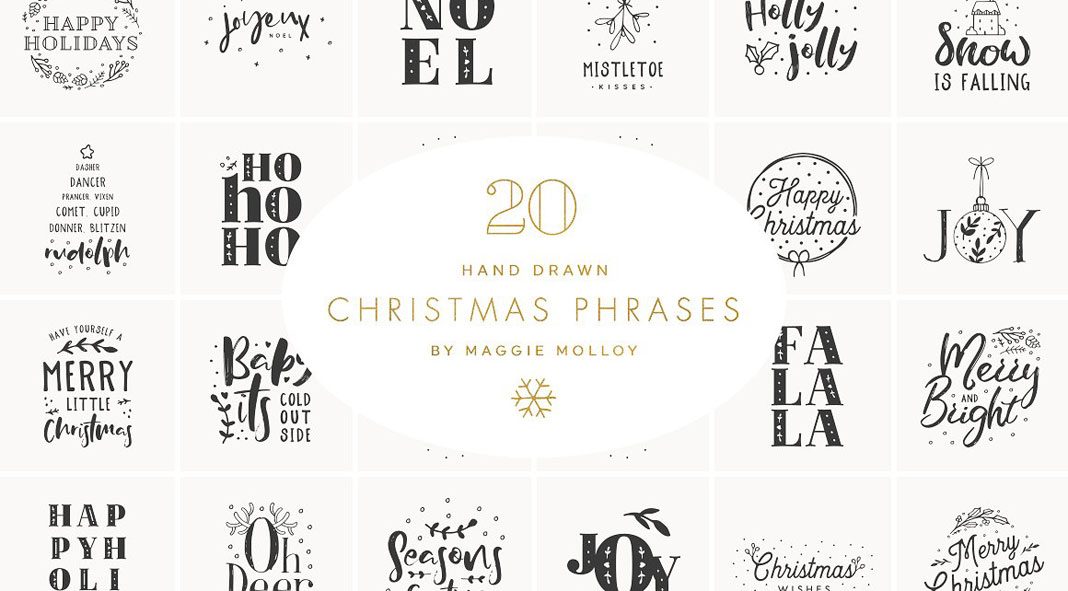 Hand drawn Christmas graphics as EPS and PSD files.