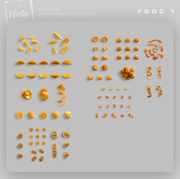 Winter food objects.