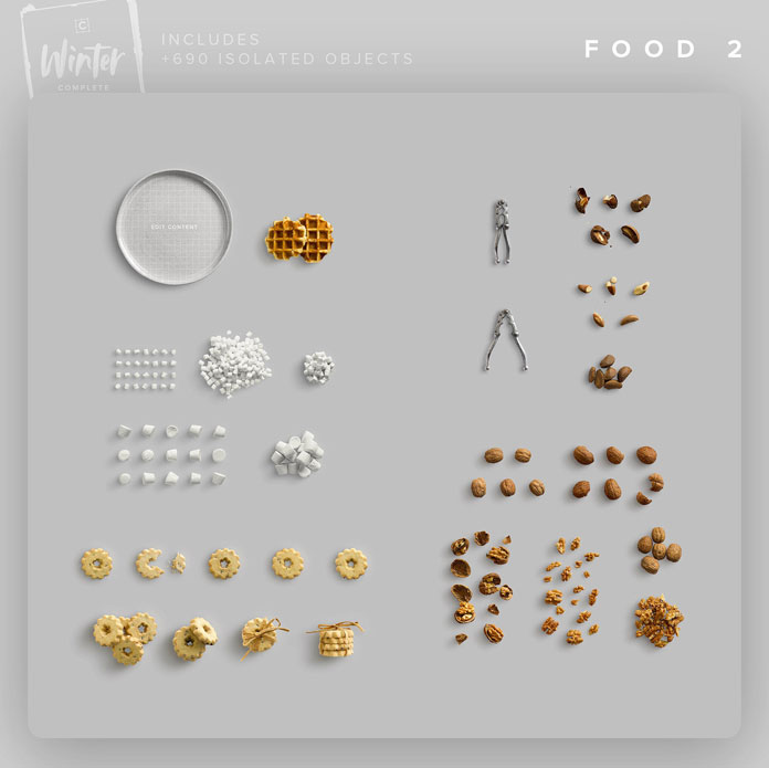 Winter food objects.