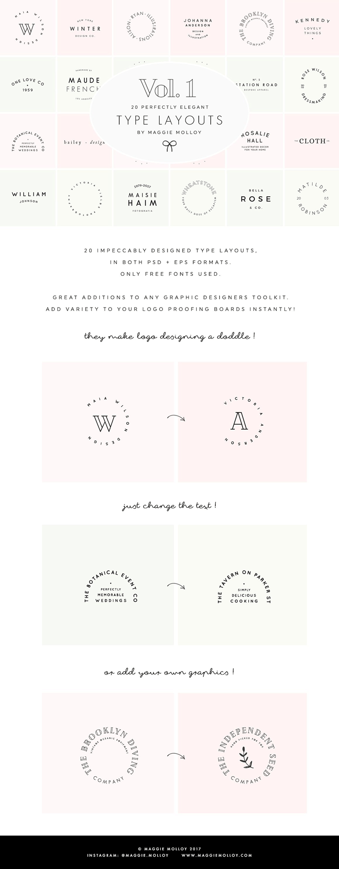 Logotype templates: text-based logos by Maggie Molloy.