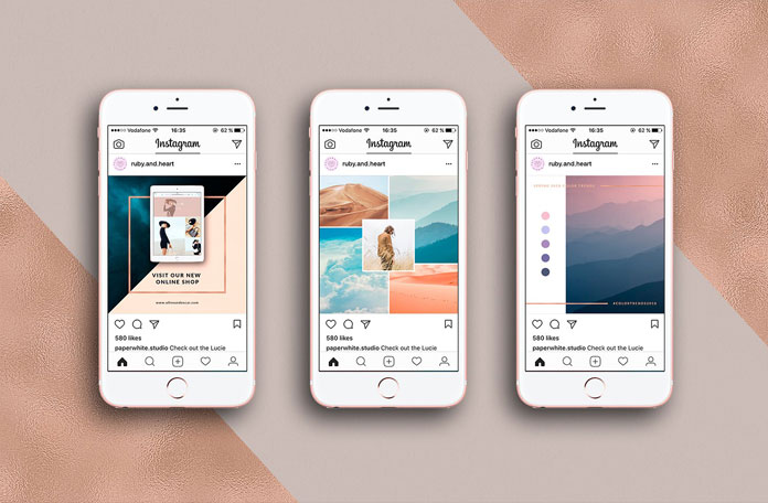 "Copper", a collection of animated Instagram posts by Ruby&Heart Studio.