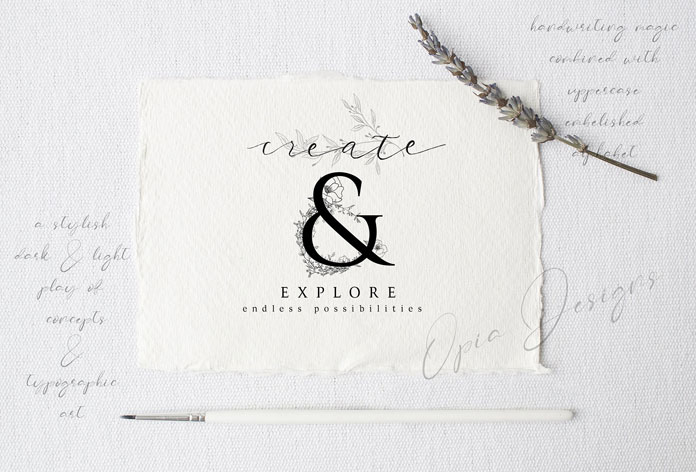 Hand-drawn ornaments and letters.