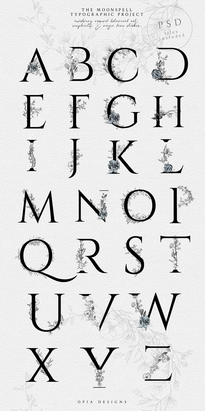 All letters are included as transparent PNG and PSD files.