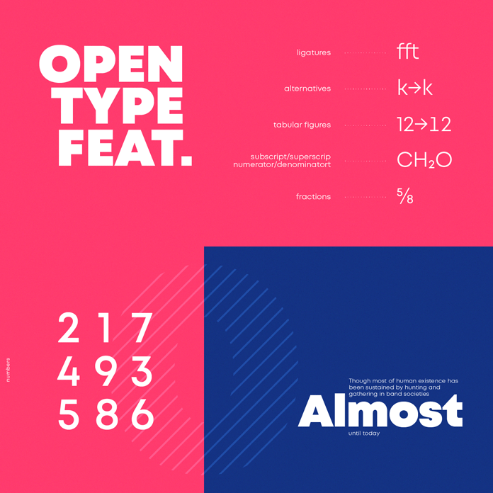 Mont font family, OpenType features.