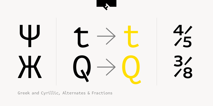 FF Attribute Text, Greek and Cyrillic letters as well as alternates and fractions. FF Attribute Text, Greek and Cyrillic letters as well as alternates and fractions.