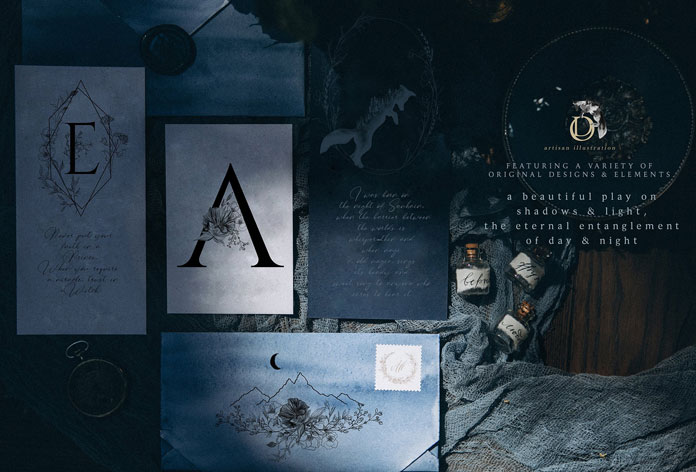 A variety of original designs and elements.