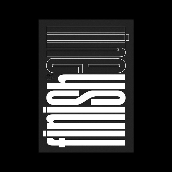 Simple black and white with filled and outlined letters. Simple black and white with filled and outlined letters.