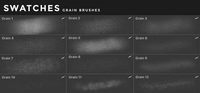 Grain brushes for iOS app Procreate for iPad.