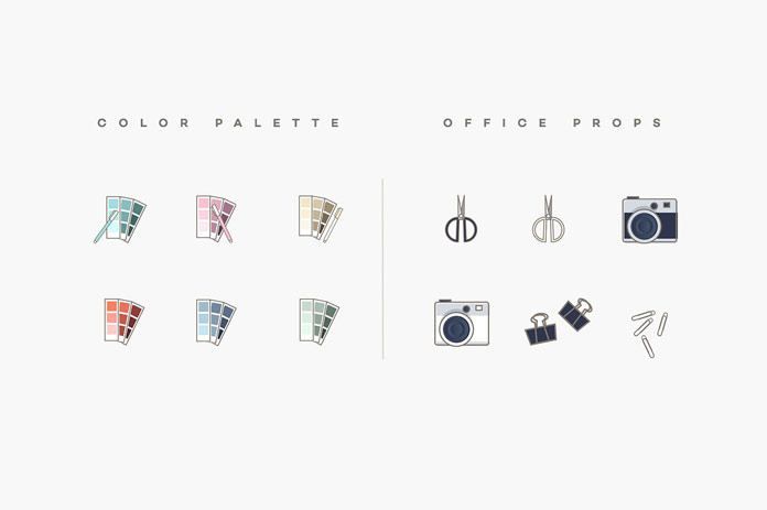 Color palette and office props