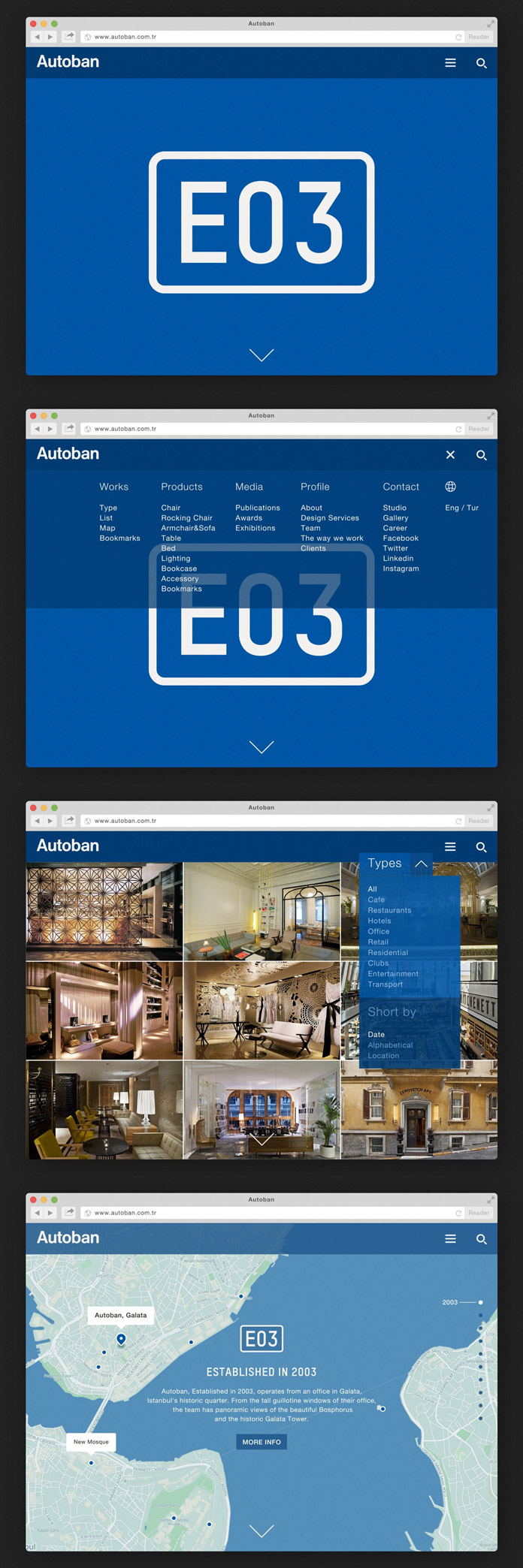 Some screens of the website.