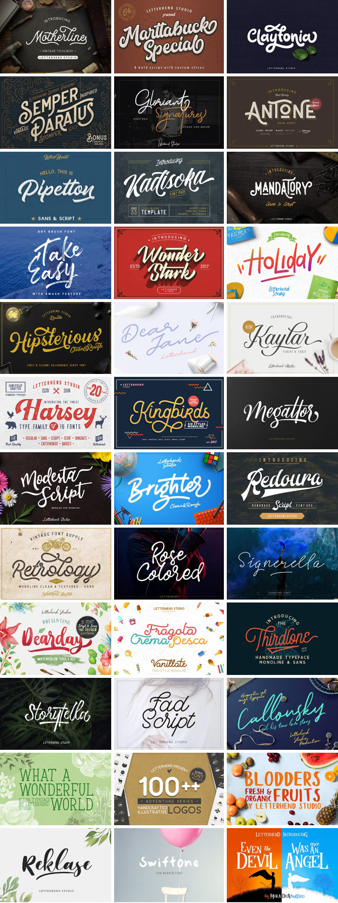 Letterhend Studio font bundle available on MightyDeals.