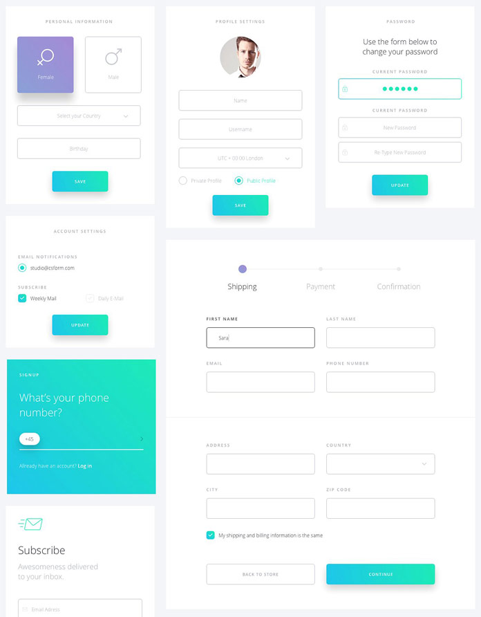 Forms and web elements.